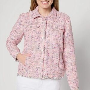 Belle by Kim Gravel NWT Girl Boss Boucle Pink Rainbow Jacket Large